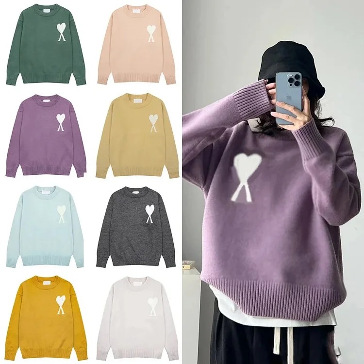 Love jacquard knitted long-sleeved couple top